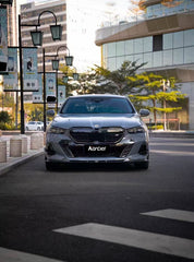 BMW i5 xDrive40 / i5 eDrive40 (with M-package bumper, does not fit base mode) / i5 M60 G60 G61 2024-ON & 5 Series 540i xDrive / 530i xDrive / 530i (with M-package bumper, does not fit base model) / 550e xDrive G60 G61 2024-ON with Aftermarket Parts - V1 Style Pre-preg Carbon Fiber Front Lip from Karbel Carbon