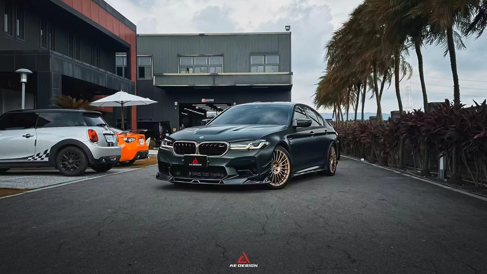 BMW M5 / M5C F90 Pre-LCI 2018 2019 2020 & M5 / M5C F90 LCI 2021 2022 2023 2024 With Aftermarket Parts - AE Lower Lip & Middle Lip?Carbon Fiber from ArmorExtend