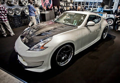 Nissan 370Z Sport Touring Base Fairlady Z Z34 Pre-Facelift 2009 2010 2011 & 370Z Sport Touring Base Fairlady Z Z34 Facelift 2012 2013 2014 2015 2016 2017 2018 2019 2020 & Nismo V1 2009 2010 2011 & Nismo V2 2012 2013 2014 2015 2016 2017 2018 2019 2020 with Aftermarket Parts - AM Style Hood Carbon Fiber / FRP from EPR USA