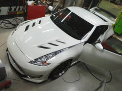 Nissan 370Z Sport Touring Base Fairlady Z Z34 Pre-Facelift 2009 2010 2011 & 370Z Sport Touring Base Fairlady Z Z34 Facelift 2012 2013 2014 2015 2016 2017 2018 2019 2020 & Nismo V1 2009 2010 2011 & Nismo V2 2012 2013 2014 2015 2016 2017 2018 2019 2020 with Aftermarket Parts - AM Style Hood Carbon Fiber / FRP from EPR USA