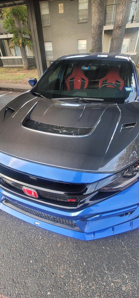 Honda Civic Type-R FK8 2017 2018 2019 2020 2021 with Aftermarket Parts - VRS Style Hood Carbon Fiber / FRP from EPR USA