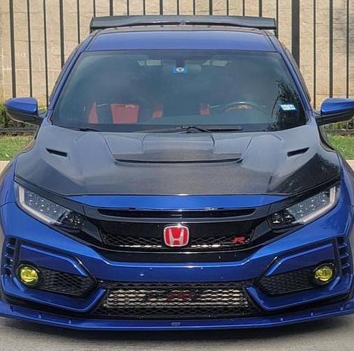Honda Civic Type-R FK8 2017 2018 2019 2020 2021 with Aftermarket Parts - VRS Style Hood Carbon Fiber / FRP from EPR USA