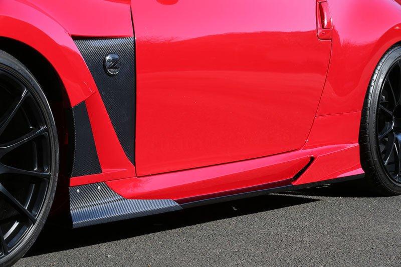 Nissan 370Z Sport Touring Base Fairlady Z Z34 Pre-Facelift 2009 2010 2011 & 370Z Sport Touring Base Fairlady Z Z34 Facelift 2012 2013 2014 2015 2016 2017 2018 2019 2020 & Nismo V1 2009 2010 2011 & Nismo V2 2012 2013 2014 2015 2016 2017 2018 2019 2020 with Aftermarket Parts - VRSA2 Style Side Skirts Carbon Fiber / FRP from EPR USA