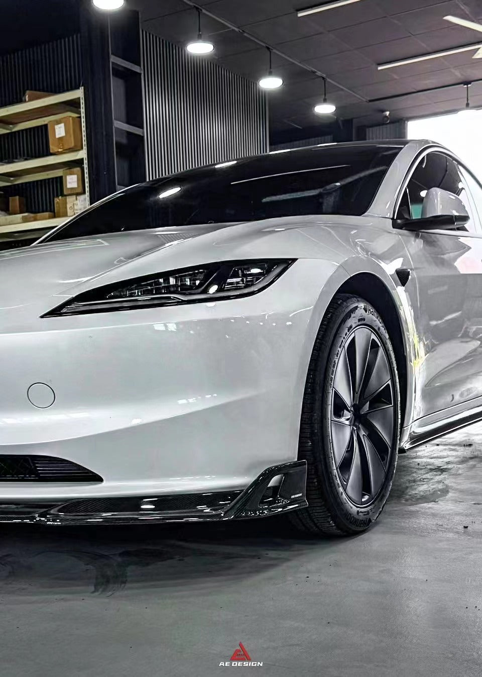 Tesla Model 3 Highland 2024-ON with Aftermarket Parts - AE Style Front Lip Carbon Fiber from?ArmorExtend
