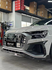 Audi SQ8 Q8 (with s-line bumper) Pre-facelift 2019 2020 2021 2022 2023 with Aftermarket Parts - Front Lip Pre-preg Carbon Fiber from Karbel Carbon