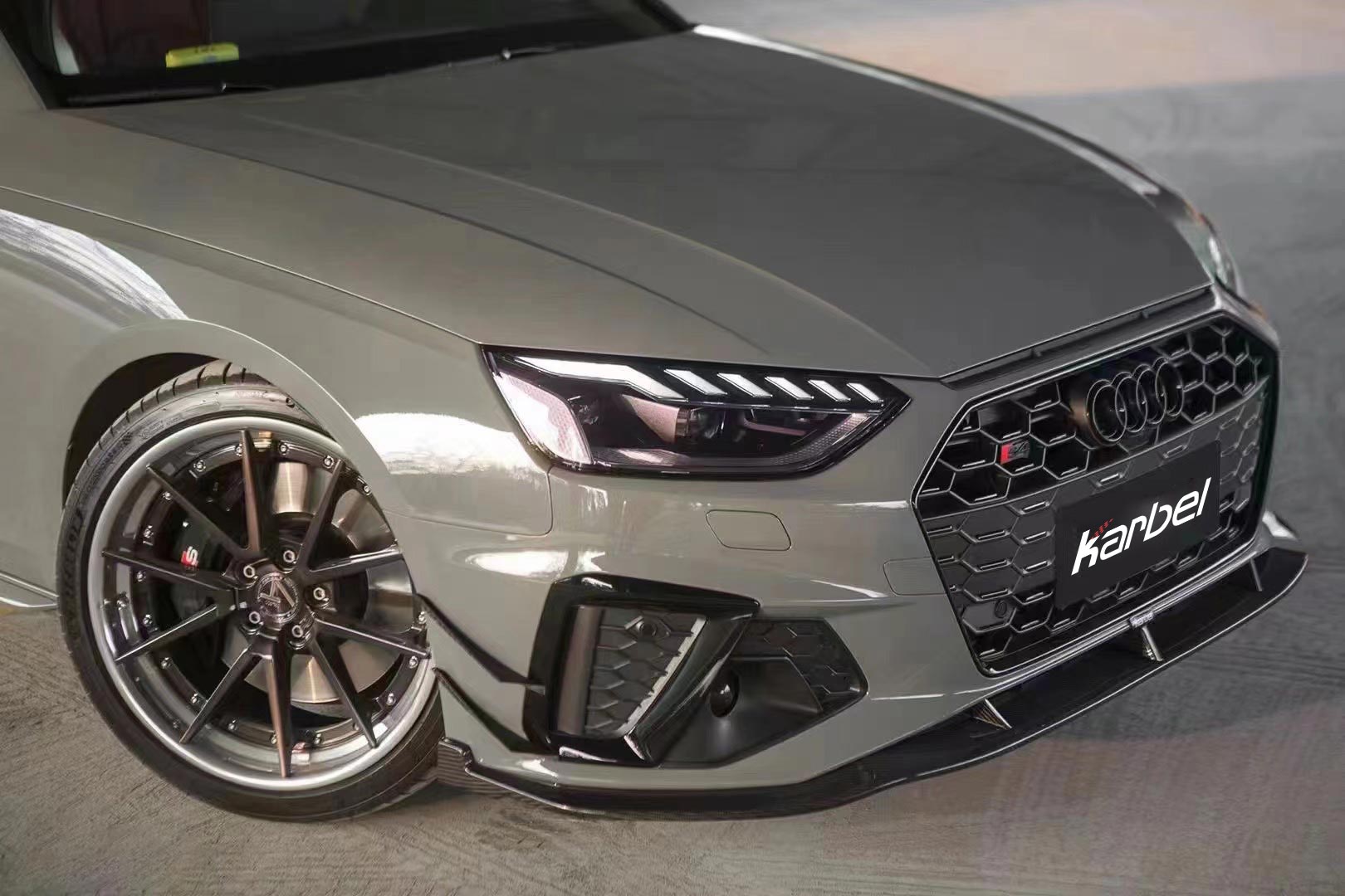 Karbel Carbon Dry Carbon Fiber Front Bumper Canards for Audi S4 & A4 S Line 2020-ON B9.5