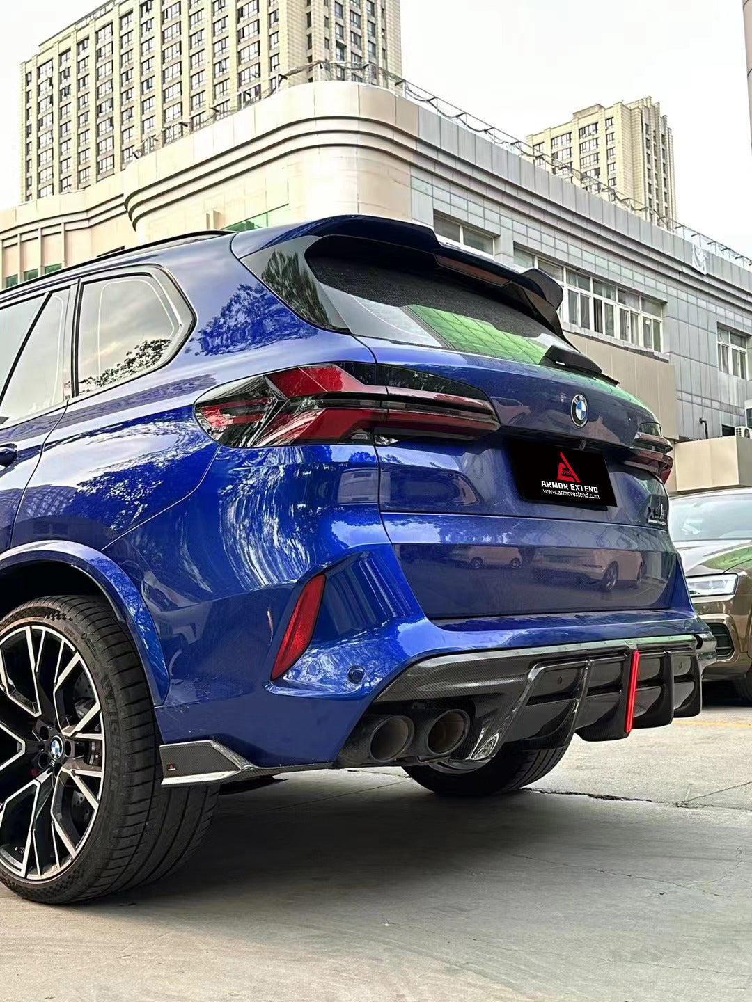 BMW X5M X5MC F95 & X6M X6MC F96 (Fits Both Pre-LCI & LCI) 2020 2021 2022 2023 2024 With Aftermarket Parts - AE V2 Style Rear Diffuser & Canards Carbon Fiber from ArmorExtend
