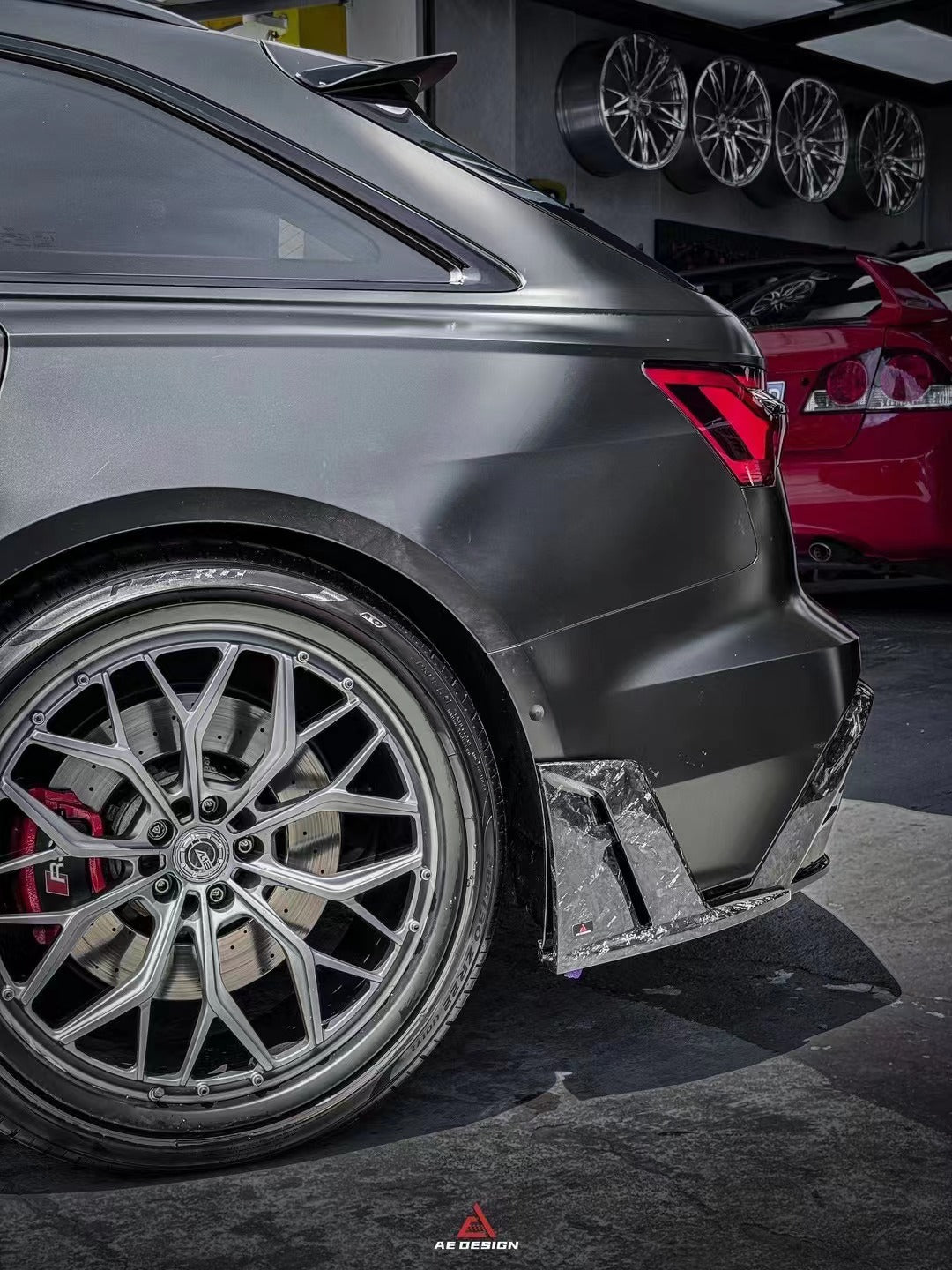 Audi RS6 C8 2020 2021 2022 2023 2024 & RS7 C8 2020 2021 2022 2023 2024 with Aftermarket Parts - AE Rear Diffuser & Canards?Carbon Fiber?from ArmorExtend