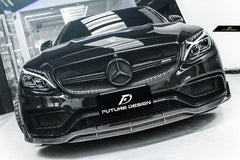Future Design Carbon B Style Carbon Fiber Front Lip for W205 C63 C63S AMG Sedan Coupe 2015-2021 - Performance SpeedShop