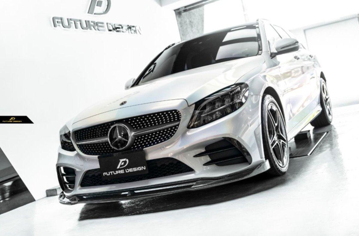 Future Design Carbon Carbon Fiber Front Lip FD GT for W205 C300 2019-ON 2 Door Coupe 4 Door Sedan - Performance SpeedShop