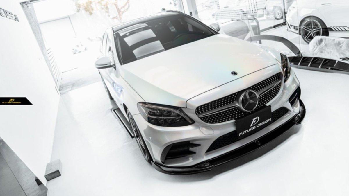 Future Design Carbon Carbon Fiber Front Lip FD GT for W205 C300 2019-ON 2 Door Coupe 4 Door Sedan - Performance SpeedShop