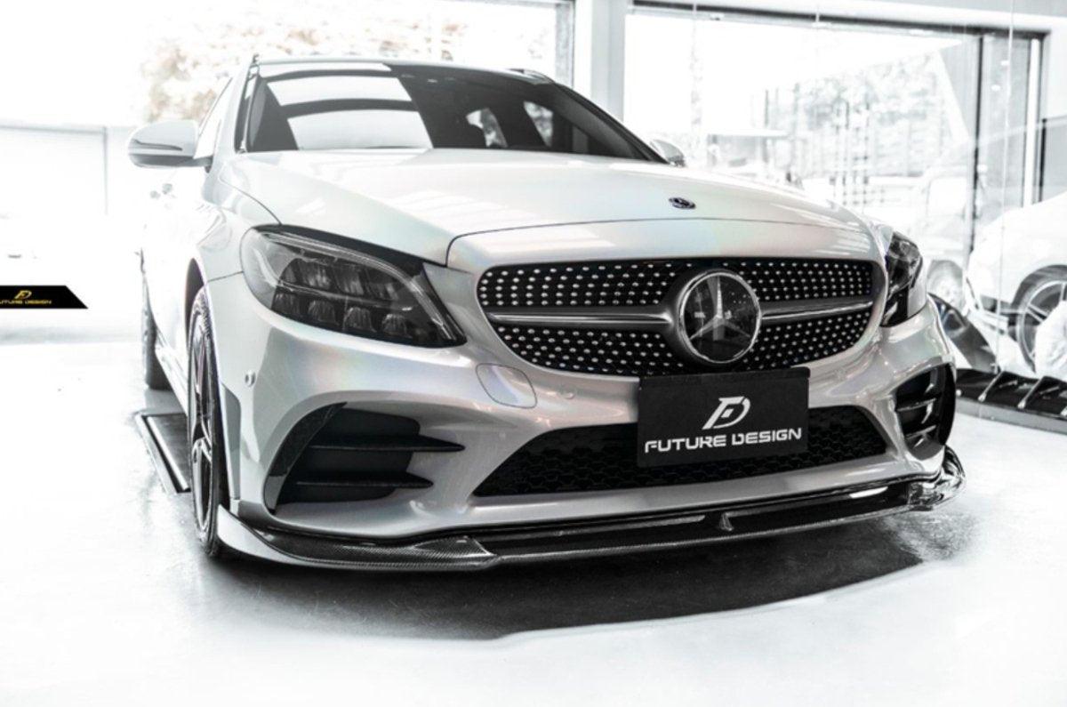 Future Design Carbon Carbon Fiber Front Lip FD GT for W205 C300 2019-ON 2 Door Coupe 4 Door Sedan - Performance SpeedShop