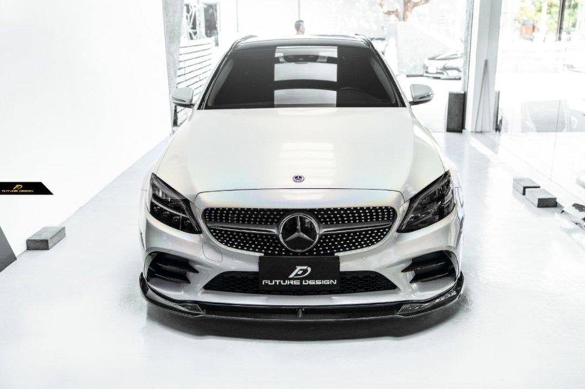 Future Design Carbon Carbon Fiber Front Lip FD GT for W205 C300 2019-ON 2 Door Coupe 4 Door Sedan - Performance SpeedShop