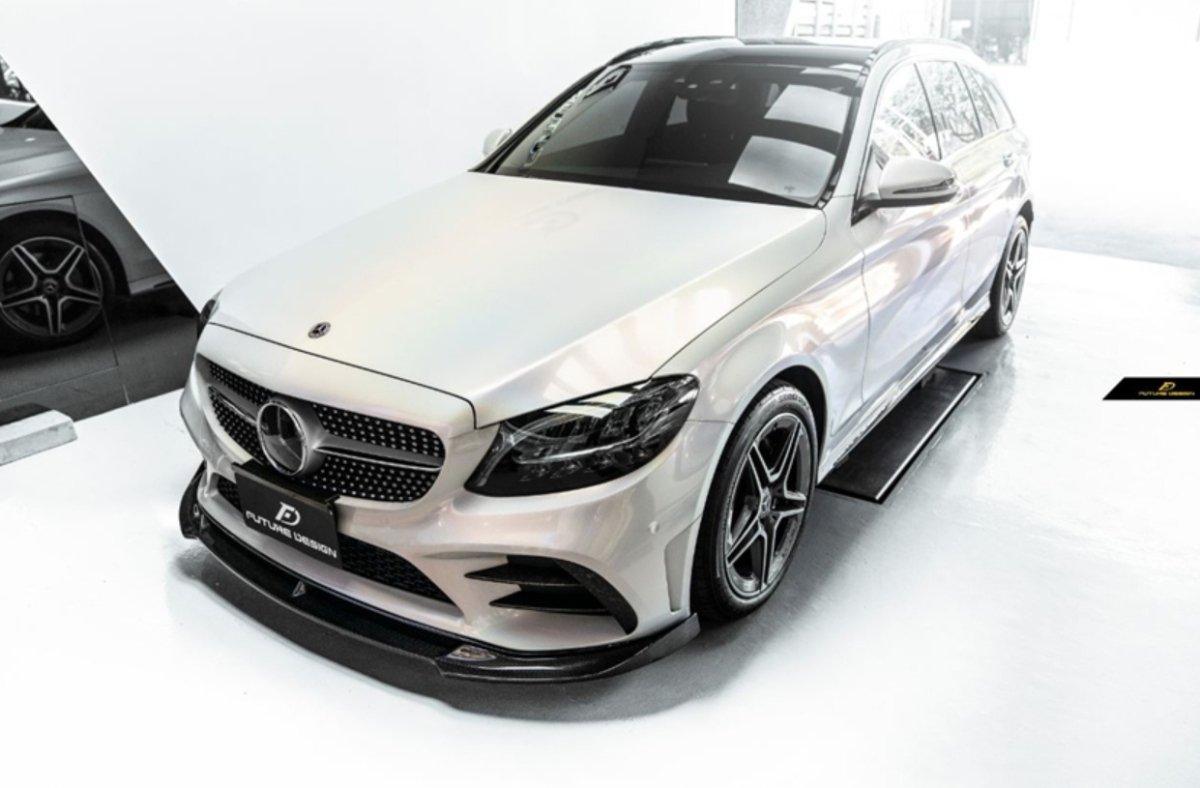 Future Design Carbon Carbon Fiber Front Lip FD GT for W205 C300 2019-ON 2 Door Coupe 4 Door Sedan - Performance SpeedShop
