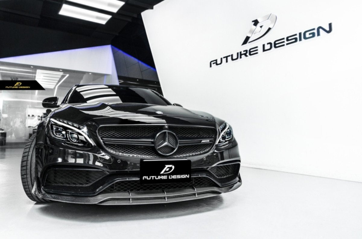 Future Design Carbon Carbon Fiber Front Lip Ver.3 W205 C63 C63S AMG Sedan Coupe 2015-2020 - Performance SpeedShop
