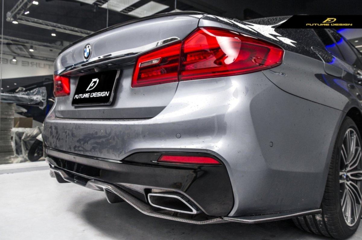 Future Design Carbon Carbon Fiber Rear Bumper Canards FD Style For BMW 5 Series G30 530i 540i 2017-ON - Performance SpeedShop