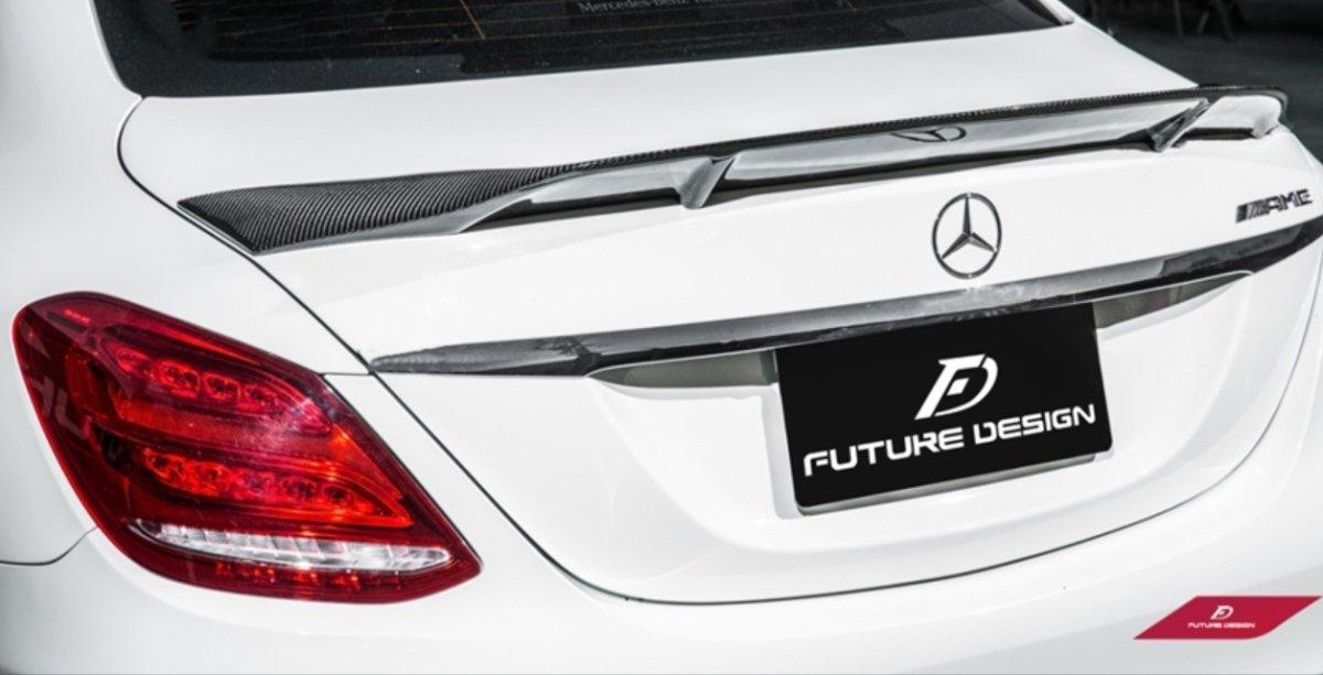 Future Design Carbon Carbon Fiber Rear Spoiler R Style for Mercedes Benz 2015-ON W205 C300 C43 C63 Sedan 4 Door Coupe 2 Door - Performance SpeedShop