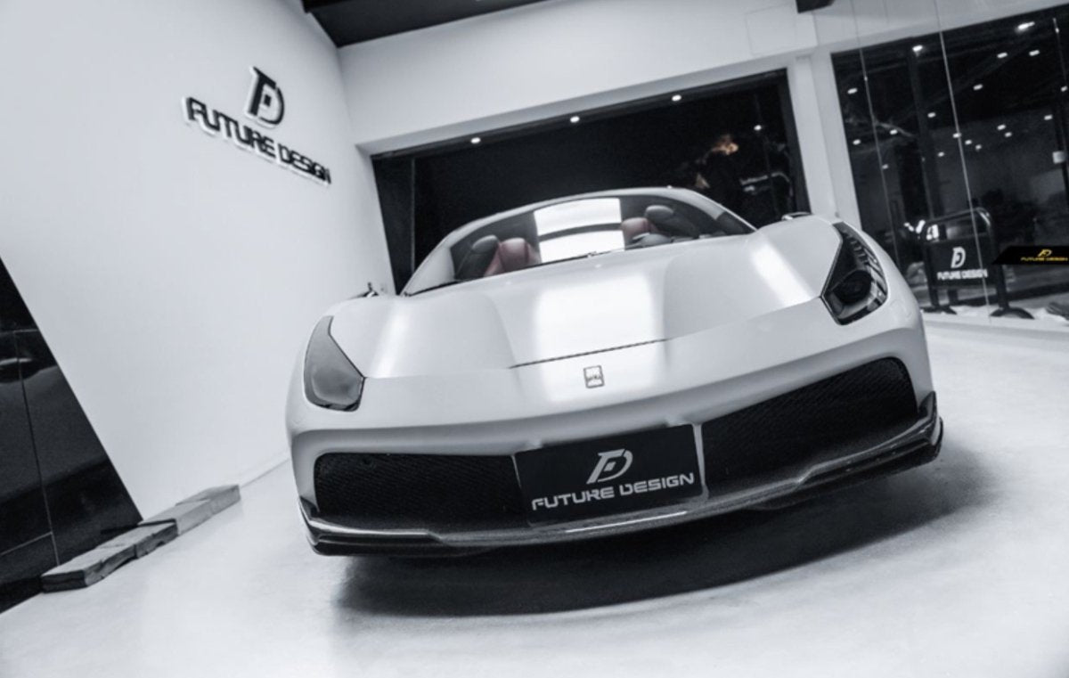 Ferrari 488 GTB & Spider 2016 2017 2018 2019 2020 with Aftermarket Parts - NVT Style Upper Front Lip Carbon Fiber / FRP from Future Design