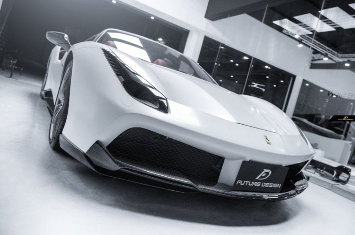 Ferrari 488 GTB & Spider 2016 2017 2018 2019 2020 with Aftermarket Parts - NVT Style Upper Front Lip Carbon Fiber / FRP from Future Design