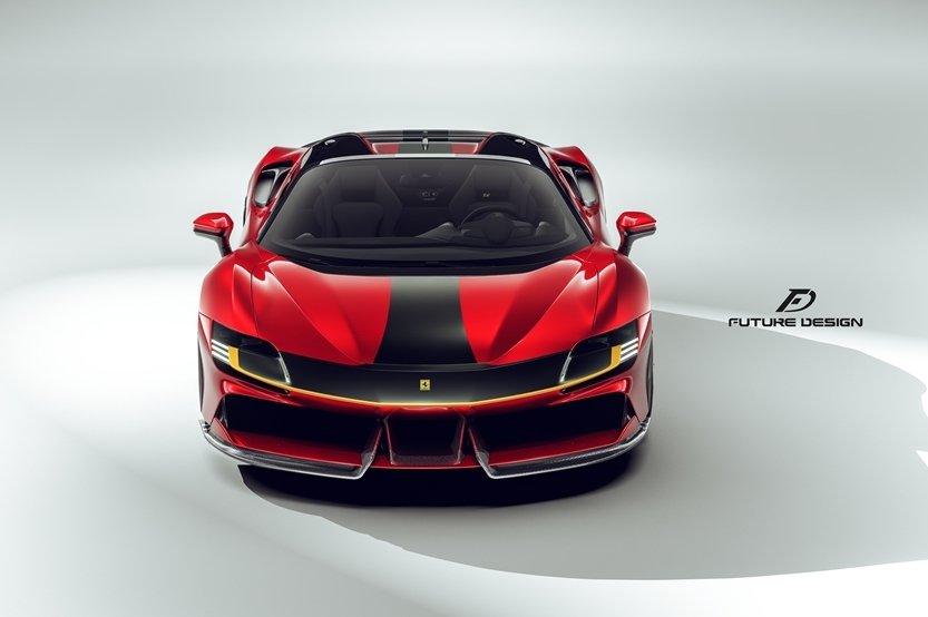 Future Design Carbon Fiber FRONT LIP SPLITTER for Ferrari SF90 Stradale & Spider - Performance SpeedShop