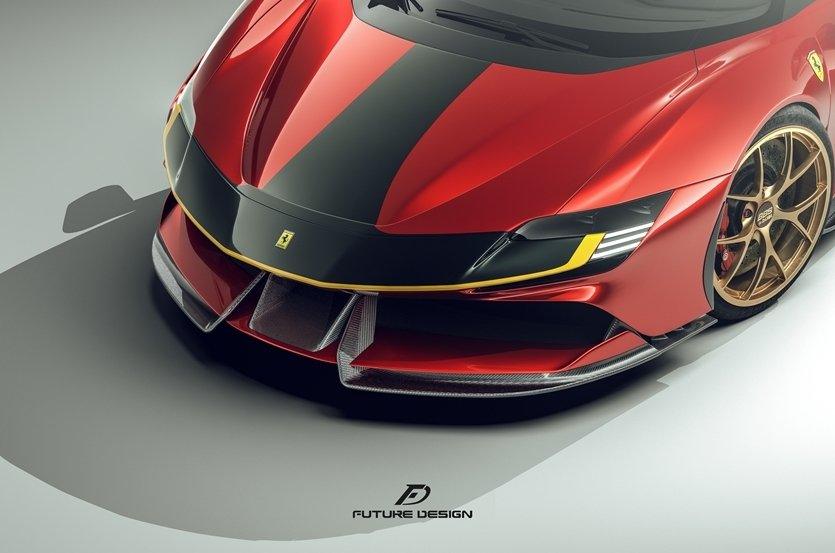 Future Design Carbon Fiber FRONT LIP SPLITTER for Ferrari SF90 Stradale & Spider - Performance SpeedShop