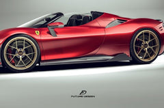 Ferrari SF90 Stradale & Spider 2021 2022 2023 2024 2025 with Aftermarket Parts - Side Skirts Pre-preg Carbon Fiber from Future Design