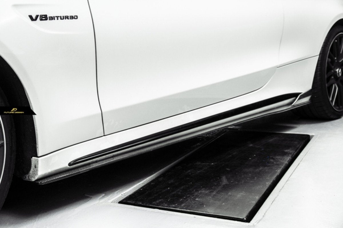 Future Design Carbon Fiber Side Skirts GT Style for Mercedes Benz W205 2015-ON C300 C43 C63 AMG Coupe 2 Door Sedan 4 Door - Performance SpeedShop