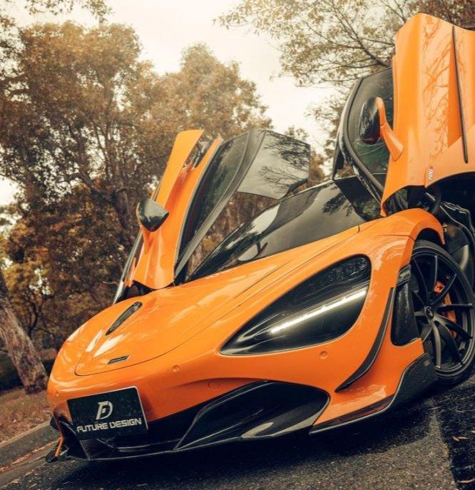 McLaren 720S 2018 2019 2020 2021 2022 2023 with Aftermarket Parts - Front Lip Replacement Carbon Fiber / FRP from Future Design