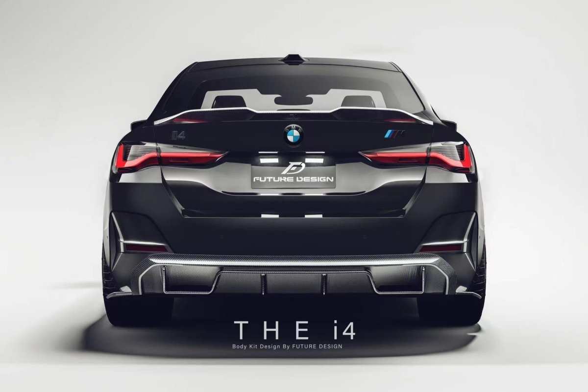 Future Design FD Carbon Fiber REAR DIFFUSER & REAR CANARDS for BMW I4 G26 M50 & e Drive 40 with M package 2022-ON - Performance SpeedShop