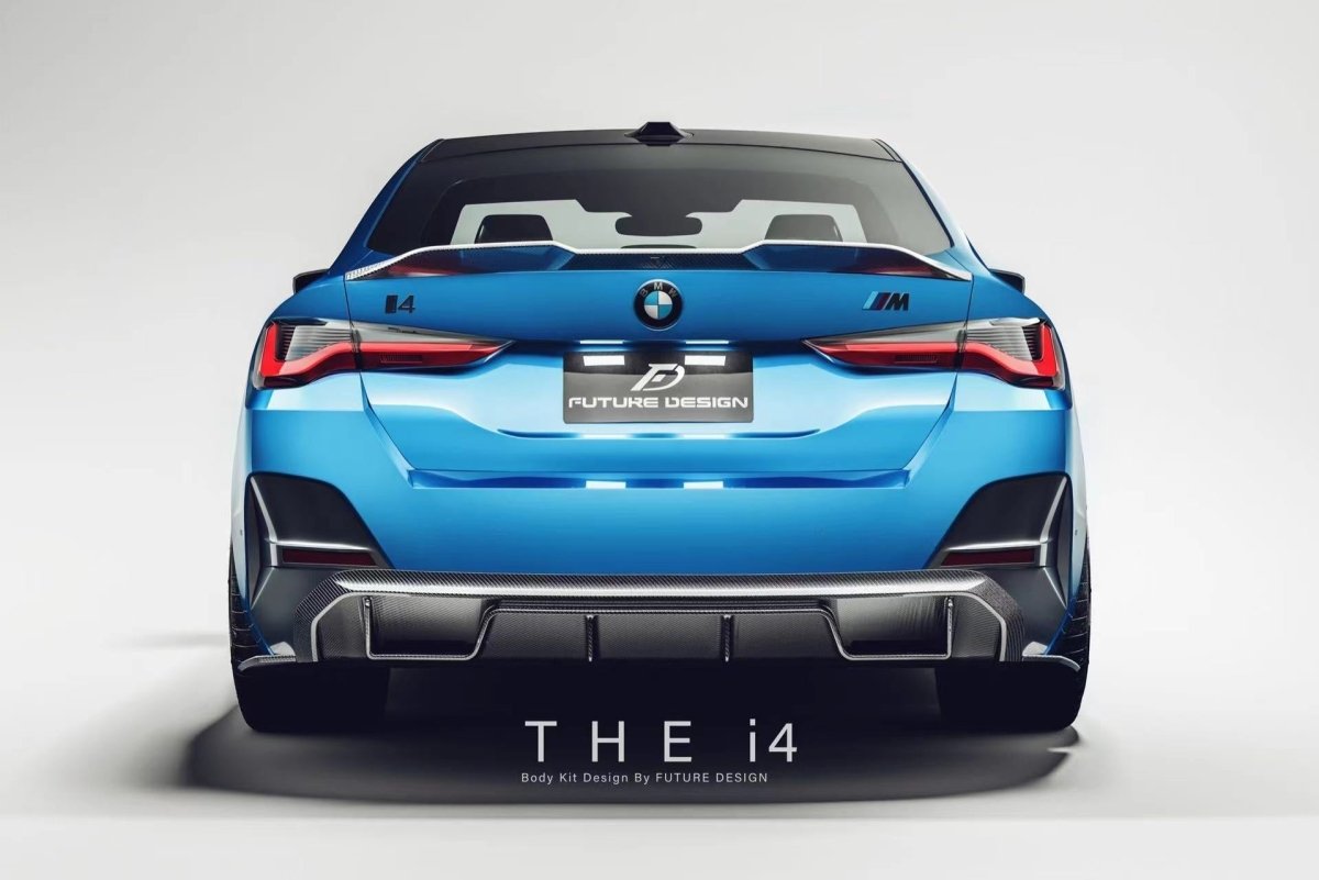 Future Design FD Carbon Fiber REAR DIFFUSER & REAR CANARDS for BMW I4 G26 M50 & e Drive 40 with M package 2022-ON - Performance SpeedShop