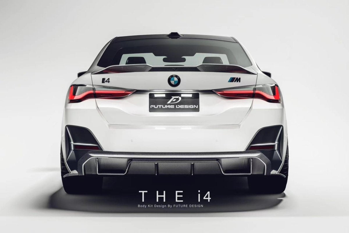 Future Design FD Carbon Fiber REAR DIFFUSER & REAR CANARDS for BMW I4 G26 M50 & e Drive 40 with M package 2022-ON - Performance SpeedShop