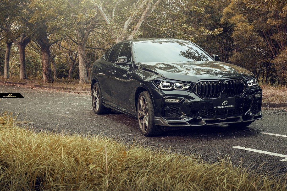 BMW X6 M60I M50I xDrive40i G06 (Fits Pre-LCI& LCI) 2020 2021 2022 2023 2024 & X6M X6MC F96 (Fits Pre-LCI& LCI) 2020 2021 2022 2023 2024 with Aftermarket Parts - Side Skirts Carbon Fiber / FRP from Future Design