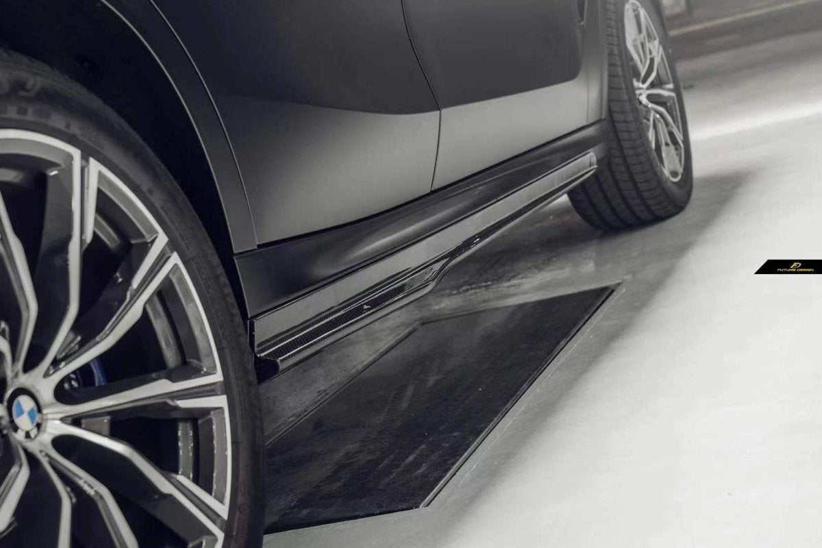 BMW X6 M60I M50I xDrive40i G06 (Fits Pre-LCI& LCI) 2020 2021 2022 2023 2024 & X6M X6MC F96 (Fits Pre-LCI& LCI) 2020 2021 2022 2023 2024 with Aftermarket Parts - Side Skirts Carbon Fiber / FRP from Future Design