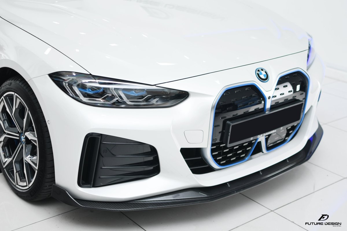Future Design FD V1 Carbon Fiber FRONT LIP SPLITTER for BMW I4 G26 M50 / e Drive 40 & 4 Series G26 Gran coupe M440i 430i - Performance SpeedShop