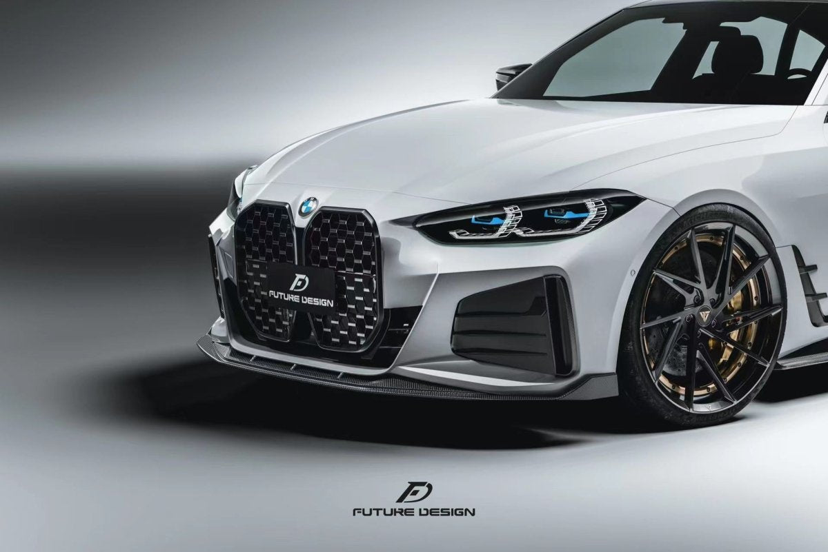 Future Design FD V1 Carbon Fiber FRONT LIP SPLITTER for BMW I4 G26 M50 / e Drive 40 & 4 Series G26 Gran coupe M440i 430i - Performance SpeedShop