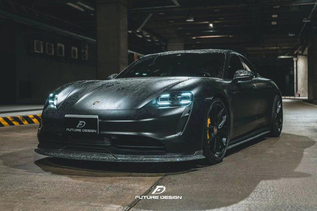Future Design FD V1 Carbon Fiber FRONT LIP SPLITTER for Porsche Taycan Base & 4S - Performance SpeedShop