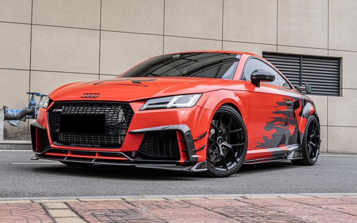 Audi TTRS 8S 2016-2018 Pre-facelift with Aftermarket Parts - Pre-preg Carbon Fiber Front Bumper Trim from Yofer USA