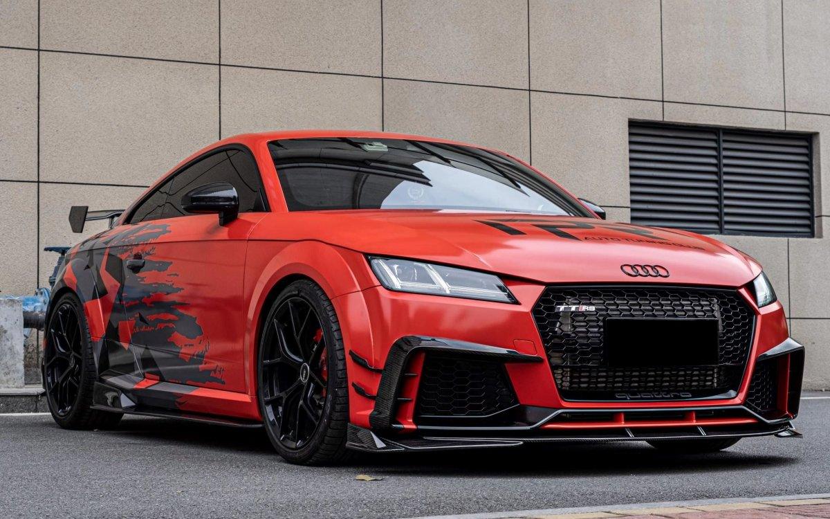 Audi TTRS 8S 2016-2018 Pre-facelift with Aftermarket Parts - Pre-preg Carbon Fiber Front Bumper Trim from Yofer USA