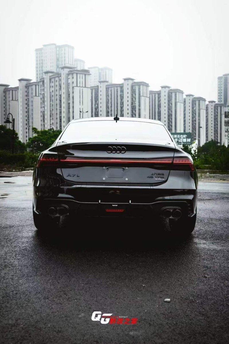Audi S7 A7 (with s-line bumper) C8 2019-ON with Aftermarket Parts - V2 Style Rear Diffuser & Canards Pre-preg Carbon Fiber from Karbel Carbon