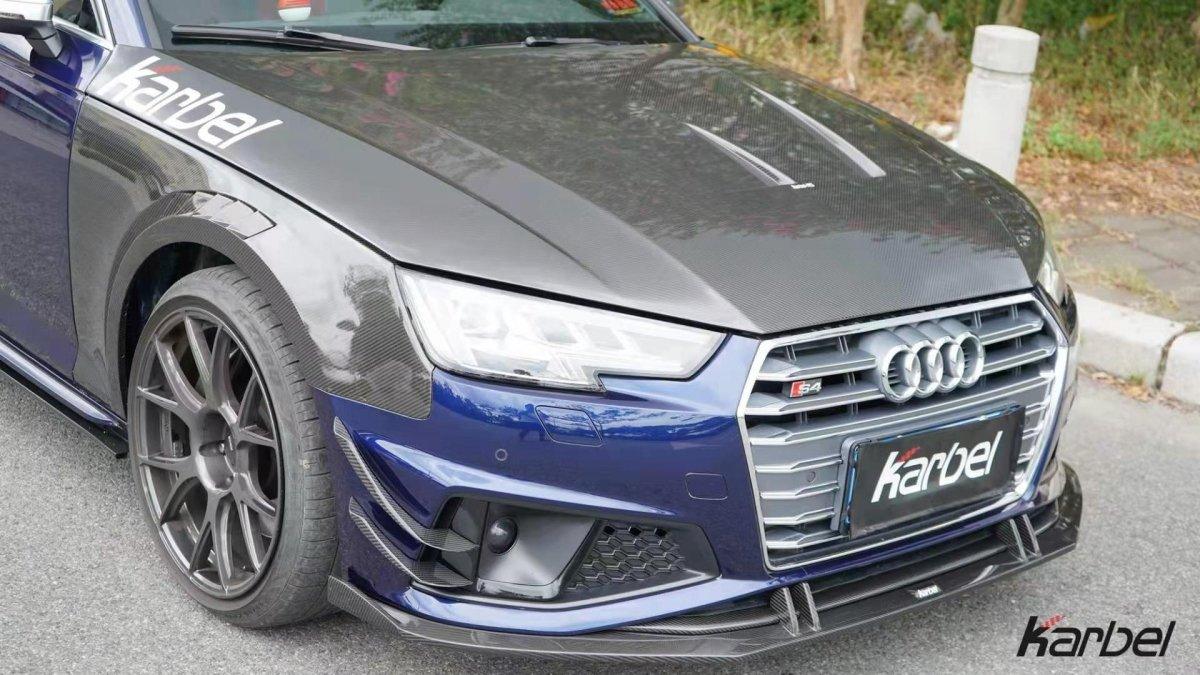 Audi RS4 S4 A4 (all models) B9 / B9.5 2017-ON with Aftermarket Parts - Hood Pre-preg Carbon Fiber from Karbel Carbon