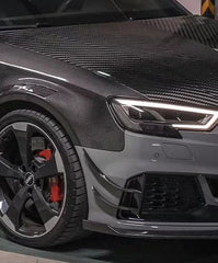 Audi RS3 8V 8V.5 2018 2019 2020 with Aftermarket Parts - Front Canards Carbon Fiber from Karbel Carbon