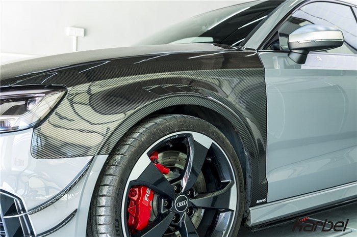 Audi RS3 8V 8V.5 2018 2019 2020 with Aftermarket Parts - Front Canards Carbon Fiber from Karbel Carbon