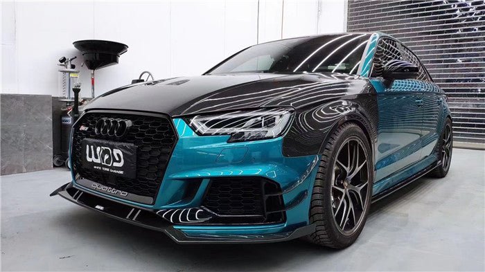 Audi RS3 8V 8V.5 2018 2019 2020 with Aftermarket Parts - Front Canards Carbon Fiber from Karbel Carbon