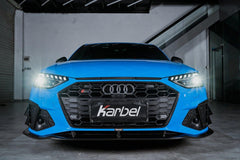 Audi S4 A4 S-line (with s-line bumper, does not fit base model) B9.5 2020 2021 2022 2023 2024 With Aftermarket Parts - Compatible with Karbel Upper Valences & Compatible with OEM Bumper Style Front Canards Pre-preg Carbon Fiber from Karbel Carbon