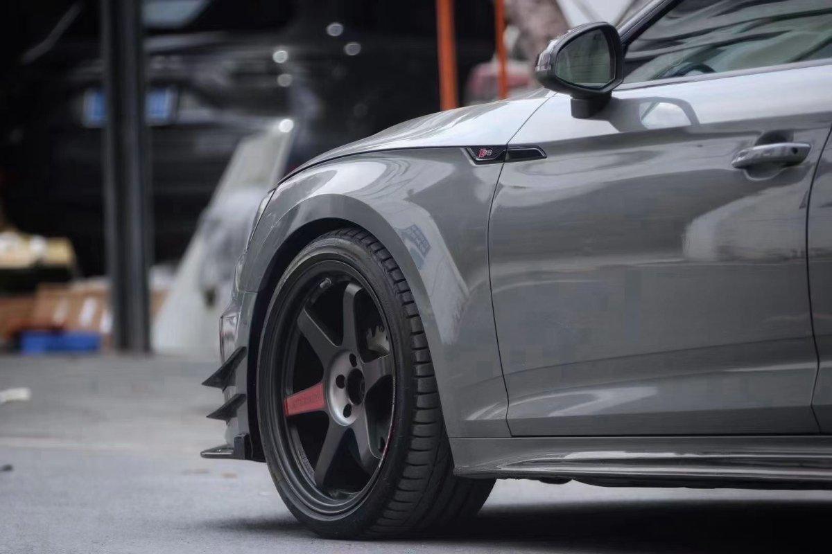 Audi S5 A5 (with s-line bumper, does not base model) B9.5 2020 2021 2022 2023 2024 With Aftermarket Parts - Compatible With OEM Upper Valences & Compatible With Karbel Upper Valences Style Front Canards Pre-preg Carbon Fiber from Karbel Carbon