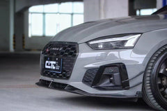 Audi S5 A5 (with s-line bumper, does not base model) B9.5 2020 2021 2022 2023 2024 With Aftermarket Parts - Compatible With OEM Upper Valences & Compatible With Karbel Upper Valences Style Front Canards Pre-preg Carbon Fiber from Karbel Carbon