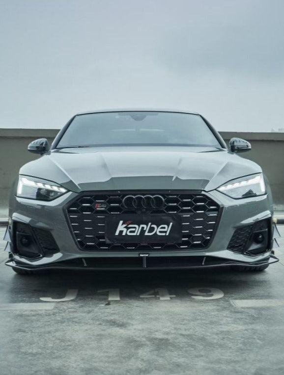 Audi S5 A5 (with s-line bumper, does not base model) B9.5 2020 2021 2022 2023 2024 With Aftermarket Parts - Compatible With OEM Upper Valences & Compatible With Karbel Upper Valences Style Front Canards Pre-preg Carbon Fiber from Karbel Carbon