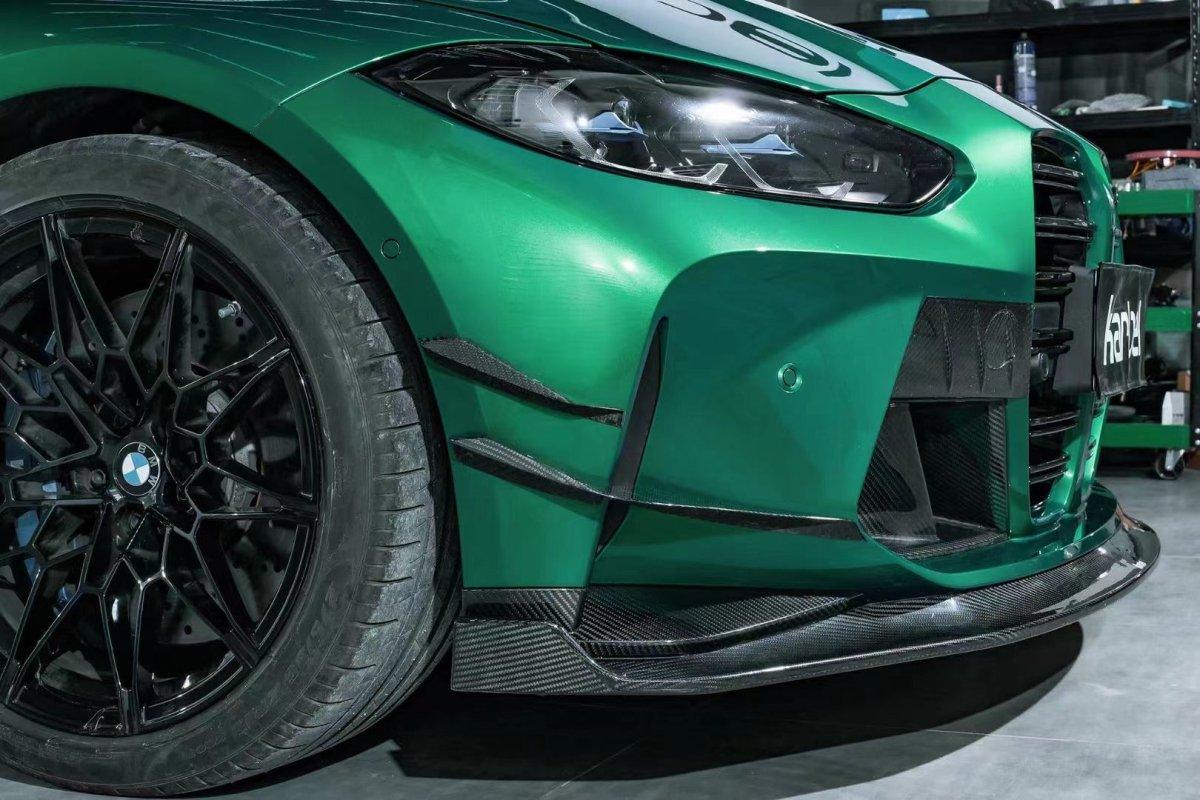 BMW M3 G80 G81 2021-ON & M4 G82 G83 2021-ON with Aftermarket Parts - Front Canards Pre-preg Carbon Fiber from Karbel Carbon