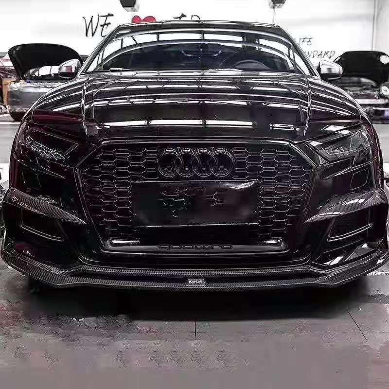 Audi S3 A3 S-line (with s-line bumper) 8V.5 2017 2018 2019 2020 with Aftermarket Parts - Upper Valences Pre-preg Carbon Fiber from Karbel Carbon