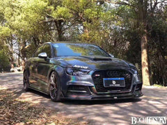 Audi S3 A3 S-line (with s-line bumper) 8V.5 2017 2018 2019 2020 with Aftermarket Parts - Upper Valences Pre-preg Carbon Fiber from Karbel Carbon